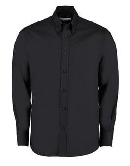 picture of Kustom Kit Men's Black Tailored Fit Long Sleeve Premium Oxford Shirt - BT-KK188-BLK