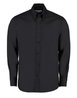 Picture of Kustom Kit Men's Black Tailored Fit Long Sleeve Premium Oxford Shirt - BT-KK188-BLK