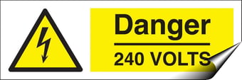 Picture of Danger 240 Volts Sign LARGE - 600 x 200Hmm - Self Adhesive Vinyl - [AS-WA2-SAV]