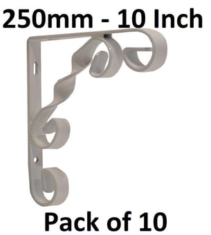 picture of White Wrought Iron Scroll Bracket - 250mm (10") - Pack of 10 - [CI-AB40L]