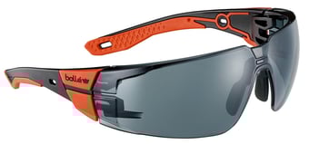 picture of Bolle RUSH+ 2.0 Safety Glasses - Smoke PC Lens - Red/Black Temples - Size M/L - [BO-RUSPMN21E]