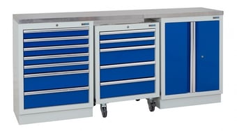 picture of BiGDUG 2041mm Wide Workbench - 1x Roll Cabinet - 7 Drawer Cabinet - 2 Door Cupboard - Stainless - [BDU-TGC5R1GBS] - (LP)