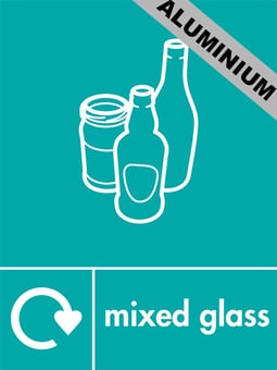 Picture of Recycling Signs - Mixed Glass - 300 X 400Hmm - Aluminium - [AS-WR30-ALU]