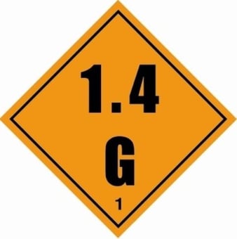 picture of UN Hazard Warning Diamond Label Self Adhesive Placard - 1.4G (Class 1) - [HZ-HZ113]   