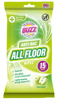 picture of Buzz Floor Anti Bacterial Wipes Apple - 15 Pack - [OTL-324257]