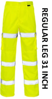 picture of Hi Vis Yellow 3 Band Combat Trousers - Regular 31 Leg - ST-CK842