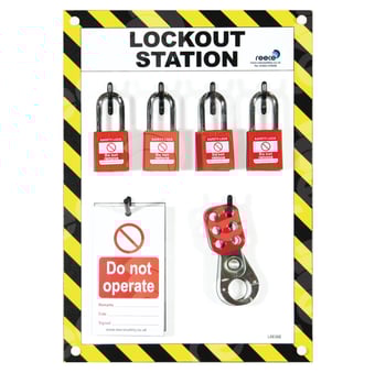 picture of Reece Lockout Station - Padlocks, Tags & Lockout Hasps - 4 Lock - [RS-LSE302TT] - (LP)