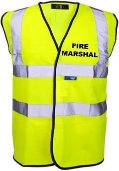 Picture of Value Fire Marshal Printed Front and Back in Black - Yellow Hi Visibility Vest - ST-35241-FM2