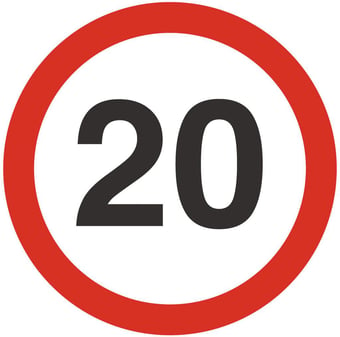 picture of Traffic 20mph Sign Large - Class 1 Ref BSEN 12899-1 2001 - 600mm Dia - Reflective - 3mm Aluminium - [AS-TR14-ALU]