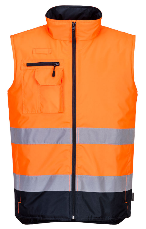 picture of Portwest S267 Hi-Vis Two Tone Bodywarmer Orange/Navy - PW-S267ONR