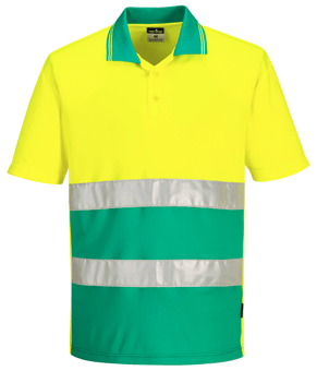 Picture of Portwest S175 Hi-Vis Lightweight Contrast Polo Shirt S/S Yellow/Teal - PW-S175YTR