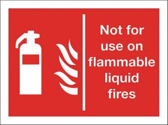 Picture of Not for Flammable Liquid Fires Sign - 200 X 150Hmm - Rigid Plastic - [AS-FI38-RP]