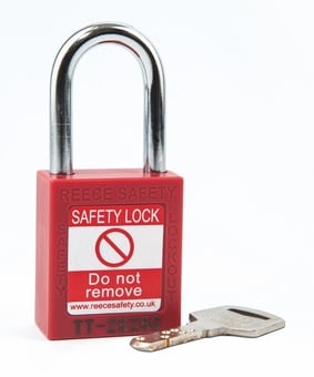 picture of Reece Nylon Body Safety Padlock - 38mm Steel Shackle - Keyed to Differ - Red - [RS-TT38RED] - (LP)