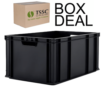 picture of BiGDUG Recycled Euro Stacking Box - 280h x 400w x 600d mm - 67L - Black - Box Deal of 10 - [IH-BDU-BDEC2846RBK] - (LP)