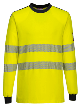 picture of Portwest - WX3 Flame Resistant Hi-Vis Crew Neck T-Shirt - Yellow/Navy - PW-FR701YNR