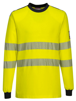 Picture of Portwest - WX3 Flame Resistant Hi-Vis Crew Neck T-Shirt - Yellow/Navy - PW-FR701YNR