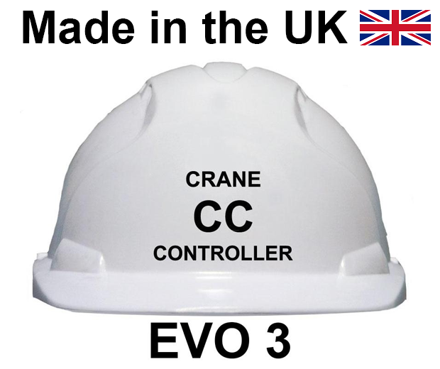 JSP - EVO3 White Safety Helmet - CRANE CONTROLLER - Printed on Front in Black - [JS-AJF160-000-100]
