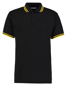 picture of Kustom Kit Men's Classic Fit Tipped Collar Polo Black/Yellow - BT-KK409-BLK/YEL