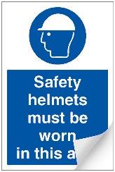 Picture of Safety Helmets Area Sign LARGE - 400 x 600Hmm - Self Adhesive Vinyl - [AS-MA111-SAV]