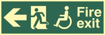picture of Spectrum Disabled Fire Exit Man Running Arrow Left – PHO 450 x 150mm – [SCXO-CI-1930]