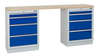 picture of BiGDUG 2041mm Wide Workbench - 2x 4 Drawer Cabinet - Multiplex Worktop - [BDU-TGC303GBM] - (LP)