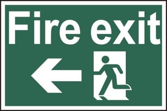 picture of Spectrum Fire exit running man arrow left – PVC 600 x 400mm - SCXO-CI-4201