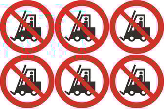 picture of Safety Labels - No Forklifts Symbol (24 pack) 6 to Sheet - 75mm dia - Self Adhesive Vinyl - [IH-SL27-SAV]