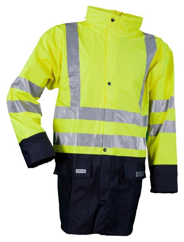 picture of Lyngsoe - Microflex Hi-Viz Rain Jacket - Yellow/Navy - EN343 3:1 EN471 2:2 - LS-LR3055-YELLOW