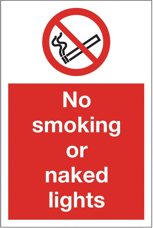 picture of No Smoking or Naked Lights Sign - 200 x 300Hmm - Rigid Plastic - [AS-PR7-RP]