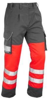 picture of Bideford - Hi-Vis Red/Grey Poly/Cotton Cargo Trouser - Regular Leg - LE-CT01-R/GY-R