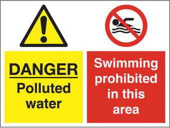Picture of Danger Polluted Water Swimming Prohibited Sign - 600 X 450Hmm - Rigid Plastic - [AS-MU1-RP]