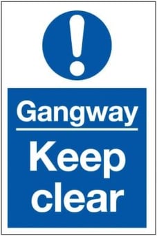 Picture of Gangway Keep Clear Sign LARGE - 400 x 600Hmm - Rigid Plastic - [AS-MA12-RP]