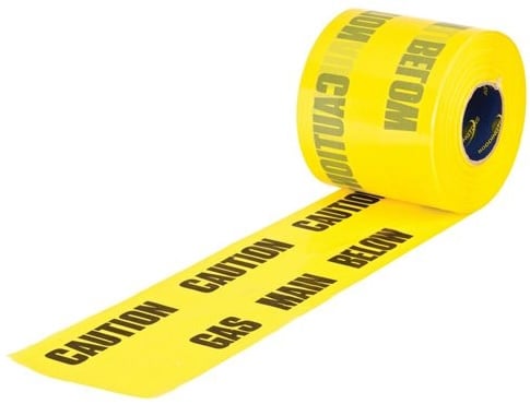 Yellow Tape Warning Gas Main Below - 365 metres x 15cm [BD-002443] - (DISC-W)
