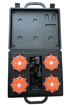 picture of Way4Now 4 Amber Non-Sequential LED Hazard Warning Lights in Charging Case - [NBD-HL75011-4A] - (DISC-W)