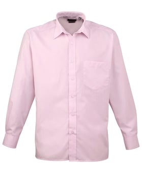 picture of Premier PR200 Long Sleeve Poplin Shirt - Pink - RLW-PR200PINK