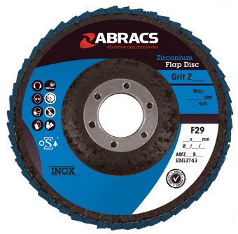 Picture of Abracs Zirconium Flap Disc 100mm x 16mm - 60g - 15,300 Max RPM - Box of 25 - [ABR-ABFZ100B060]