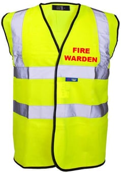 Picture of Value Fire Warden Printed Front and Back in Red - Yellow Hi Visibility Vest - HT-HVAL-P-FIRE-WARDEN