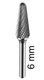 picture of Abracs Carbide Burr Ball Nose Cone - L Shape - 6.0mm Spindle Diameter - [ABR-CBL122806DC]