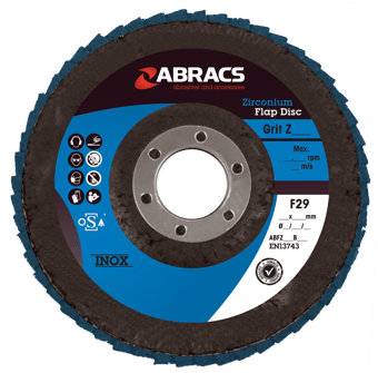 Picture of Abracs Zirconium Flap Disc 180mm x 22mm - 80g - 8,500 Max RPM - Box of 25 - [ABR-ABFZ180B080]