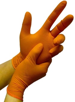 Picture of Supreme TTF Diamond Grip Orange Disposable Gloves - Nitrile - Powder-Free -  Box of 50 Pieces - HT-TG140