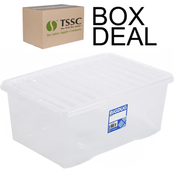 picture of BiGDUG Wham Economy Plastic Box & Lid - 45L - 260h x 400w x 600d mm - Clear - Box Deal of 10 - [IH-BDU-VUB45] - (LP)