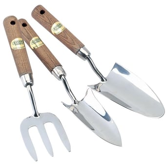 picture of Draper - Stainless Steel Hand Fork and Trowels Set - With Ash Handles - 3 Piece - [DO-09565]