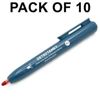 picture of Detectamet Detectable Retractable Whiteboard Marker - Red Bullet Tip - Pack of 10 - [DT-145-A05-P03-A07]