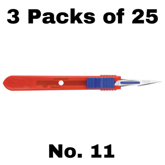 picture of Single Use - Swann Morton Retractable Sterile Scalpel No. 11 - 3 Packs of 25 - [ML-W832-PACK]