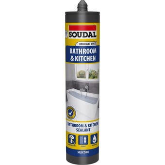 picture of Soudal Bathroom & Kitchen Silicone Sealant - Brilliant WHITE - 290ml - [DK-DKSD159279]
