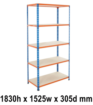 picture of BiGDUG BiG200 Shelving 5 Levels - Chipboard Shelves - 1830h x 1525w x 305d mm - 90kg UDL - [BDU-B21815035BO]