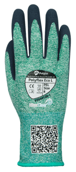 picture of Polyco Polyflex ECO L Sandy Latex Knitted Gloves Green/Blue - BM-PEL