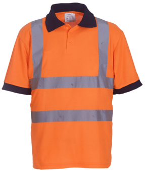 Picture of Yoko Hi-Vis Short Sleeve Polo Shirt - Polyester - Hi-Vis Orange - BT-HVJ210-3M-HVO