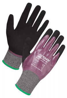 picture of Supertouch Deflector ND Cut Level D Oil Resistant Gloves - Black/Purple - Pair - ST-SPG909-PB