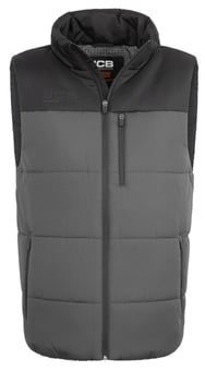 picture of JCB Workwear Unisex Padded Gilet - Grey/Black - BE-JCB007GYBL